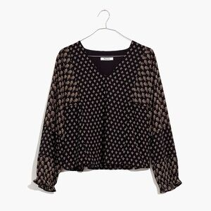 EUC Madewell Sheer-Sleeve Blouse in Brushstroke Paisley Mix Print | Women’s 2X